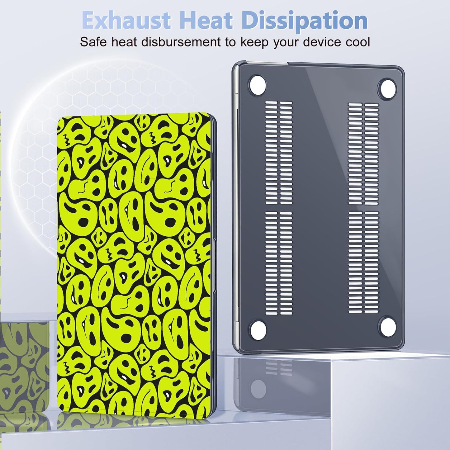 Case for MacBook Air 15 Inch 2025 2024 2023 Release M4 A3241 M3 A3114 M2 A2941, Hard Shell with Screen Protector & Keyboard Cover, Compatible with Touch ID, Distorted Emoticon