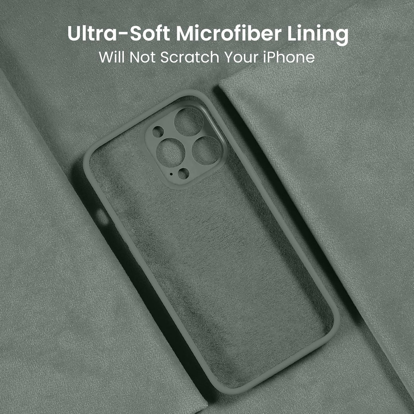 FireNova Designed for iPhone 13 Pro Max Case, Silicone [Camera Protection] Phone Case with [2 Screen Protectors], Soft Anti-Scratch Microfiber Lining Inside, 6.7 inch, Calke Green