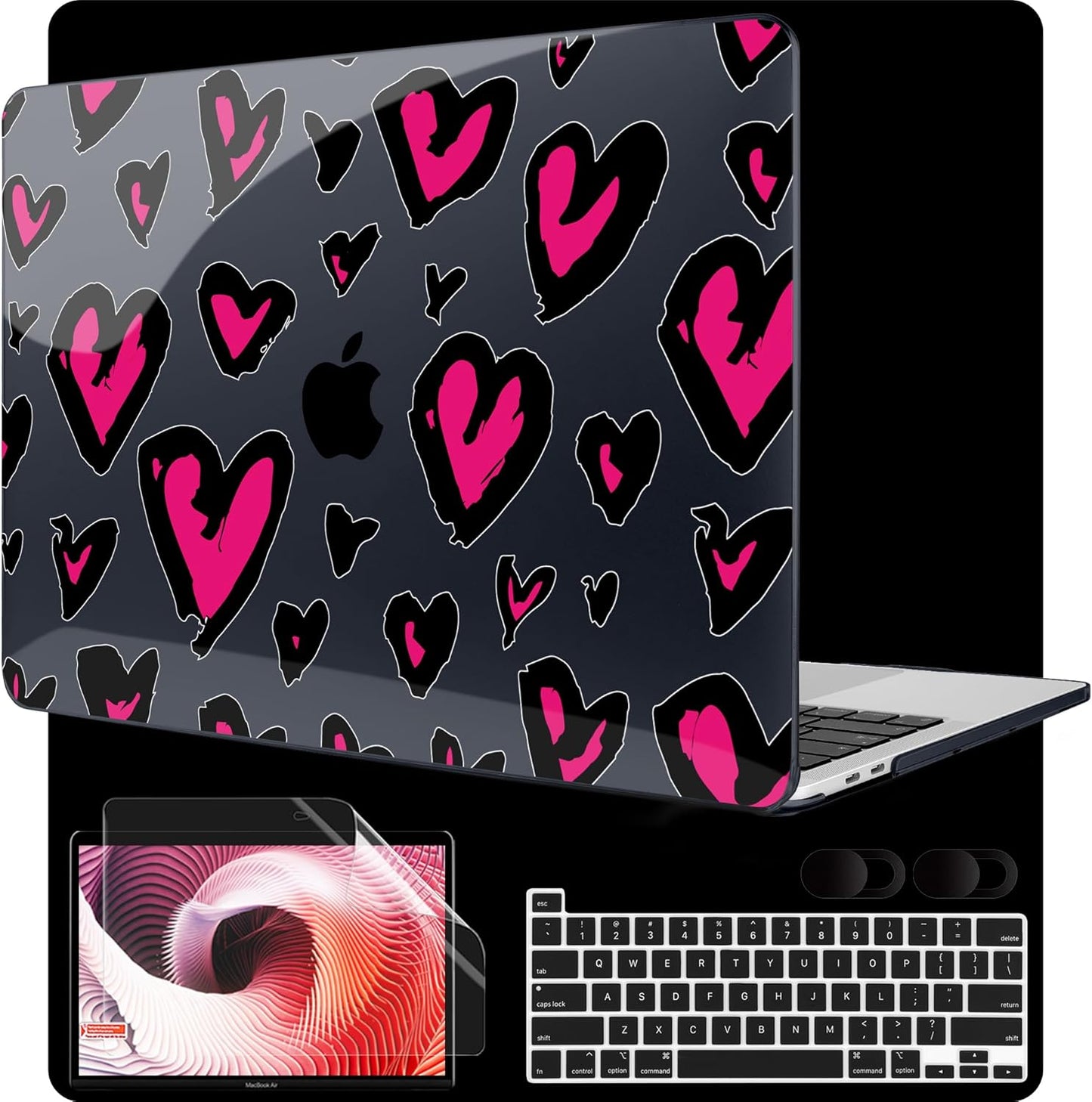 MEEgoodo Case for MacBook Pro 13 inch Case 2022 2021 2020 New A2338 M2/M1 A2251 A2289, Laptop Hard Shell with Keyboard & Camera Cover Compatible with 13 inch MacBook Pro, Handwritten Heart