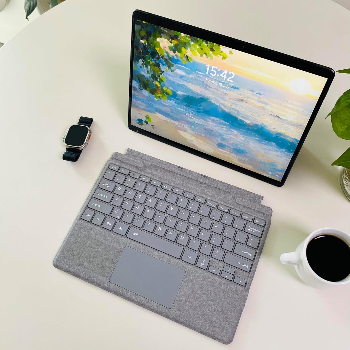 Keyboard for Microsoft Surface Pro Copilot+ (11th Edition) / Pro 11 / Pro 10 / Pro 9 / Pro 8 / Pro X, 13 inch, Detachable Type Cover with Touchpad, 7-Color Backlit & Pen Holder (Light Grey)