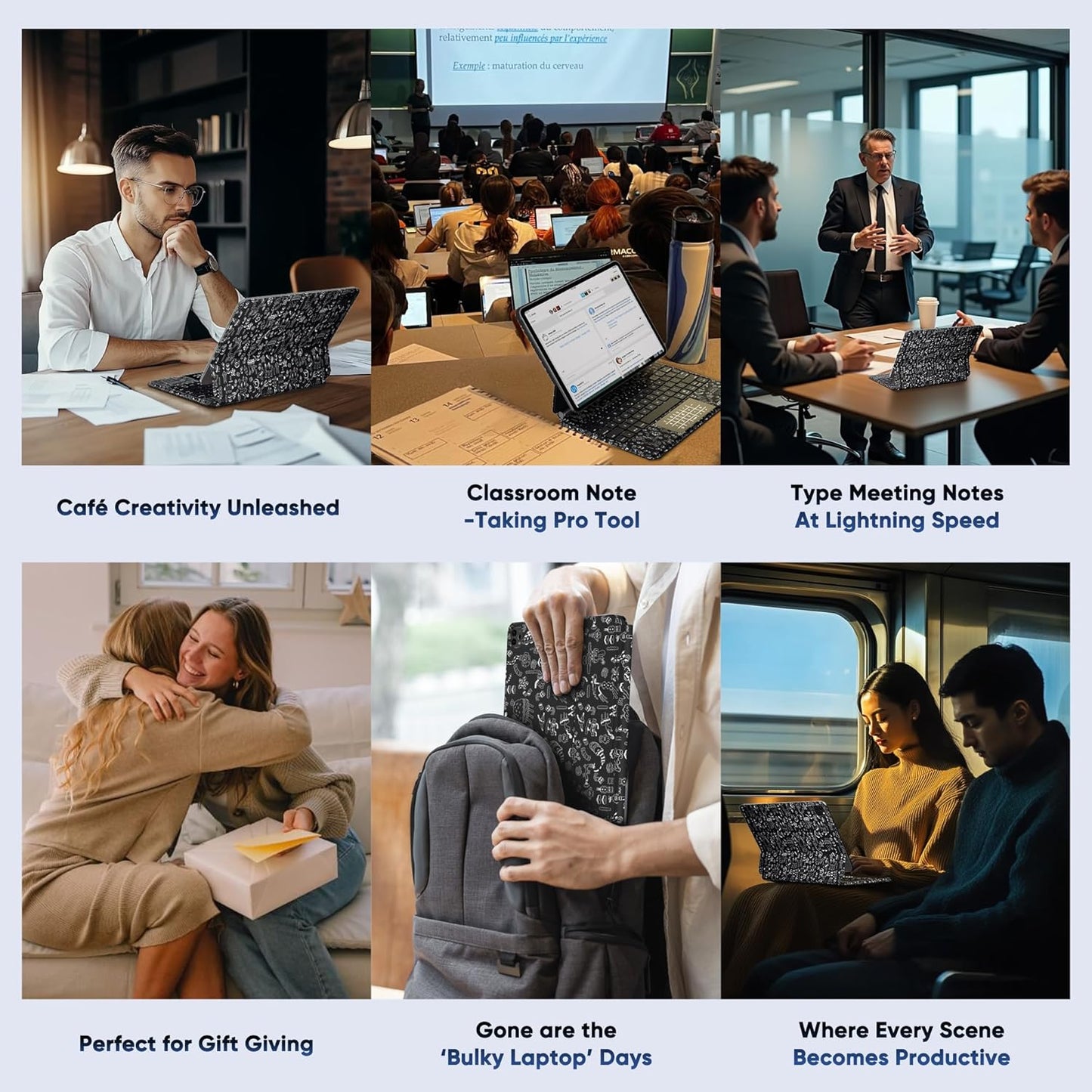 Keyboard Case for iPad Air 11 inch M2/M3 & iPad Pro 11 inch (1st/2nd/3rd/4th Generation) & iPad Air 4th/5th Gen 10.9" Magic Magnetic Keyboard Case with Multi-Trackpad 7 Color Backlit (Black)