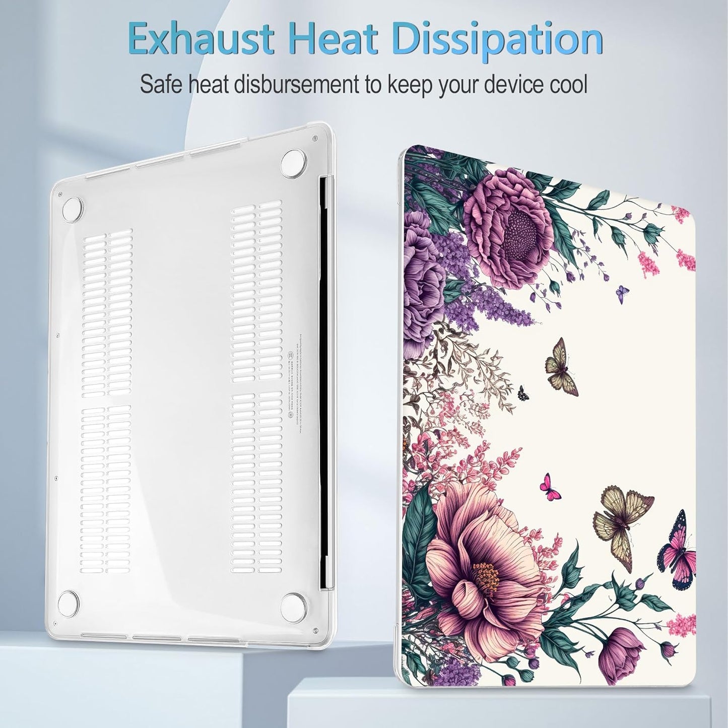 Mektron Designed Case for MacBook Pro 16 Inch A2141 Cover 2019 Release 16" with Liquid Retina Display/Touch ID, Plastic Hard Shell with Keyboard Skin & Screen Protector, Butterfly Flower C077