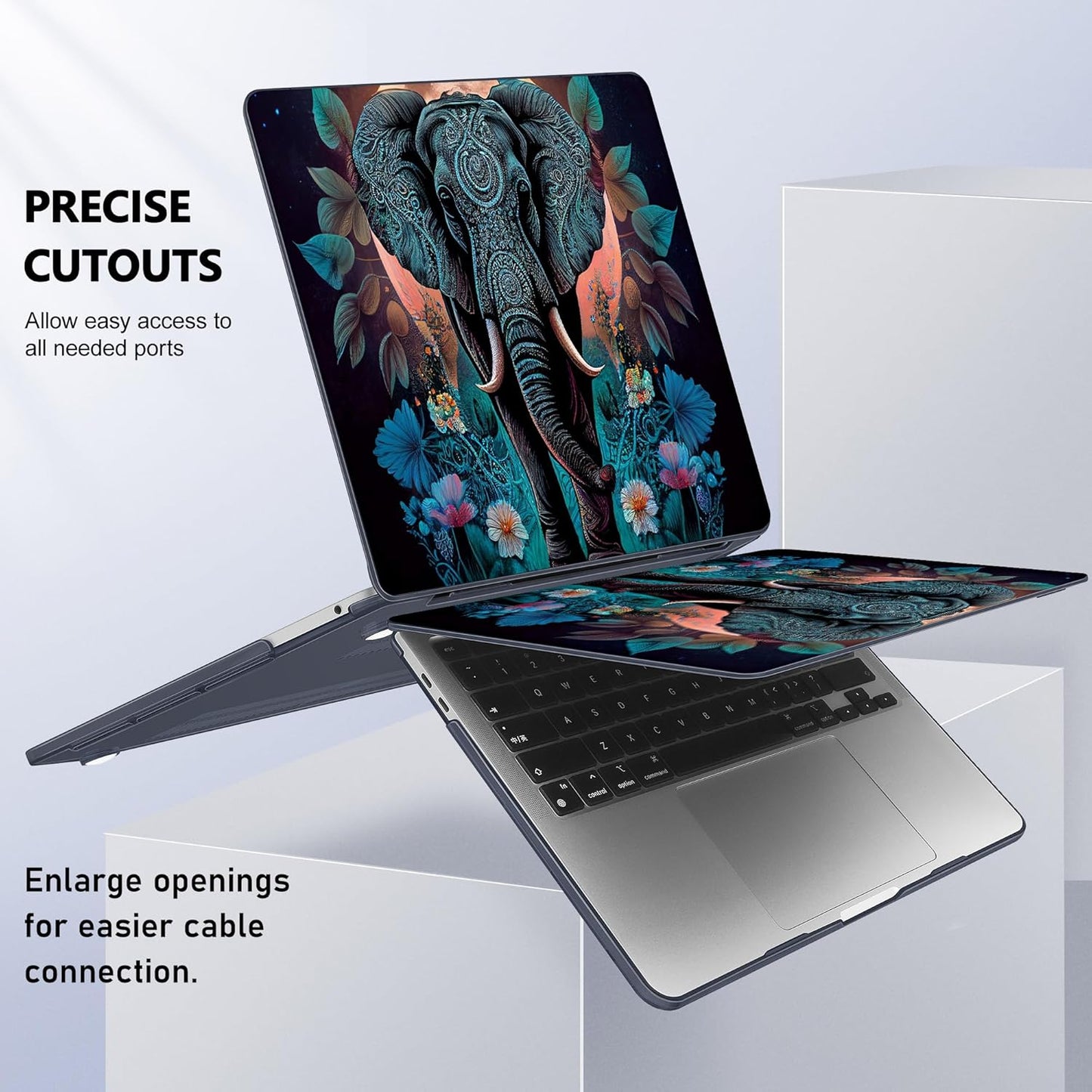 May Chen Compatible with MacBook Pro 13 inch Case 2022 2021 2020 Release Models A2338 M2 M1 A2251 A2289, Plastic Hard Shell Case for MacBook Pro 13 Inch with Touch Bar Fits Touch ID, Elephant