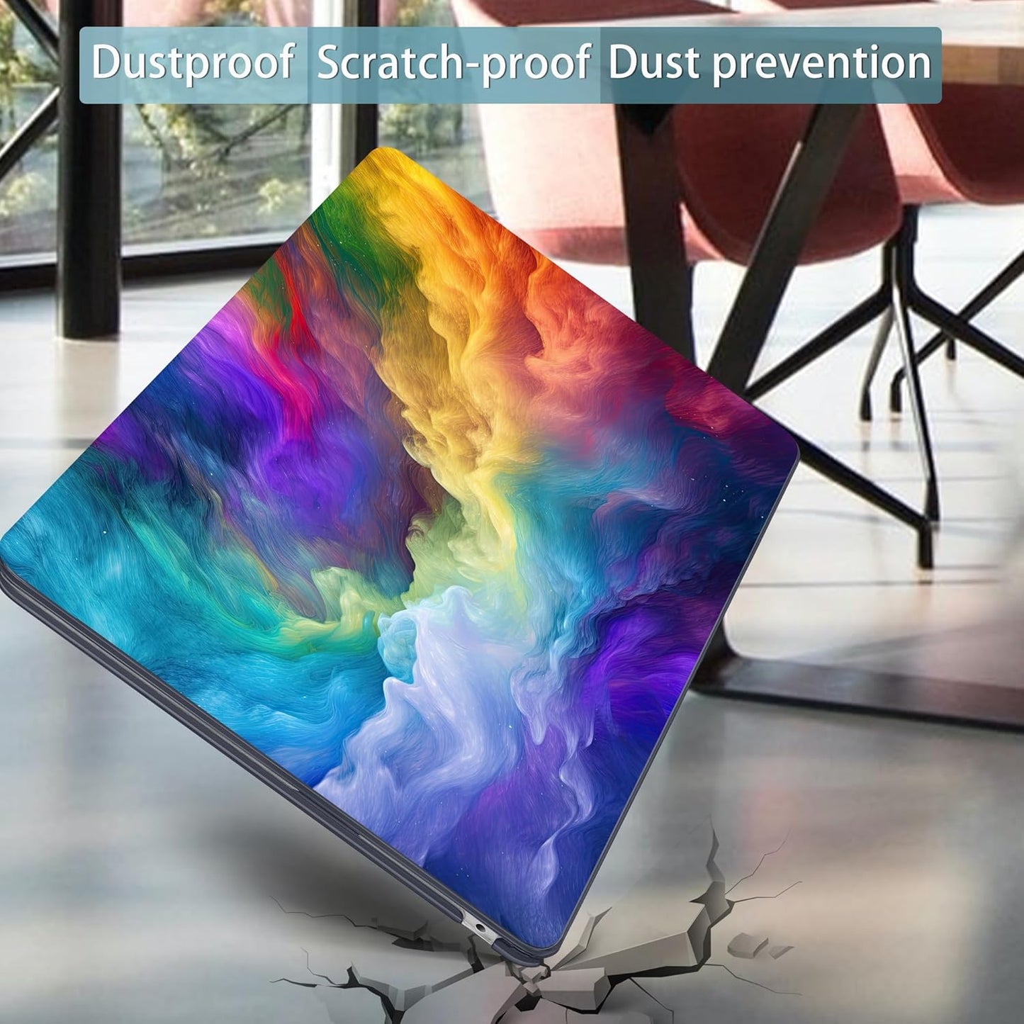 Mektron for 2025 M4 MacBook Air 13.6 Inch A3240 Case Fits 2023 A2681 M2 2024 A3113 M3 Chip with Liquid Retina Display Touch ID, Printed Plastic Hard Shell Cover for MacBook Air 13.6", Rainbow Cosmic