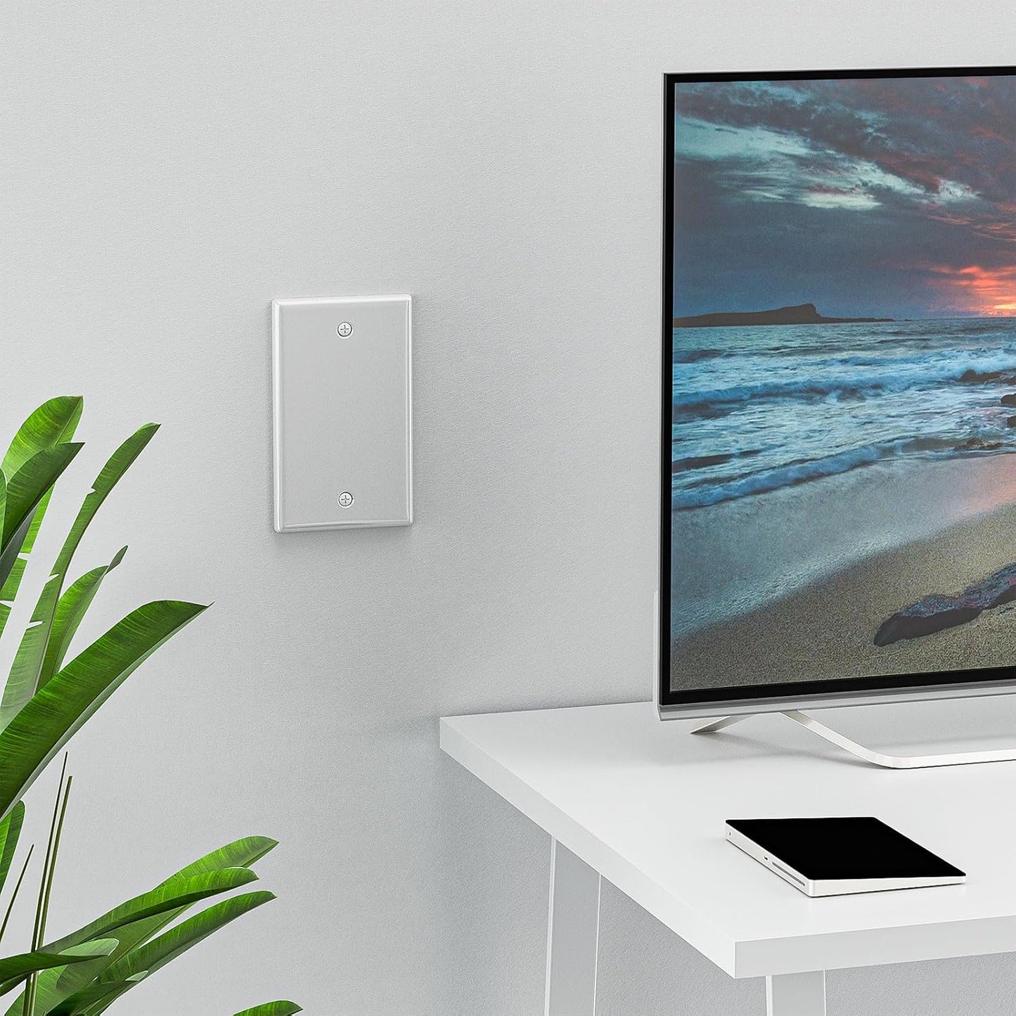 FGB Blank Device Keystone Wall Plate, with Low Voltage Mounting Bracket, with Single Gang Decorator Wall for RJ45, HDMI, and Coax Keystone Inserts, White, 10-Pack