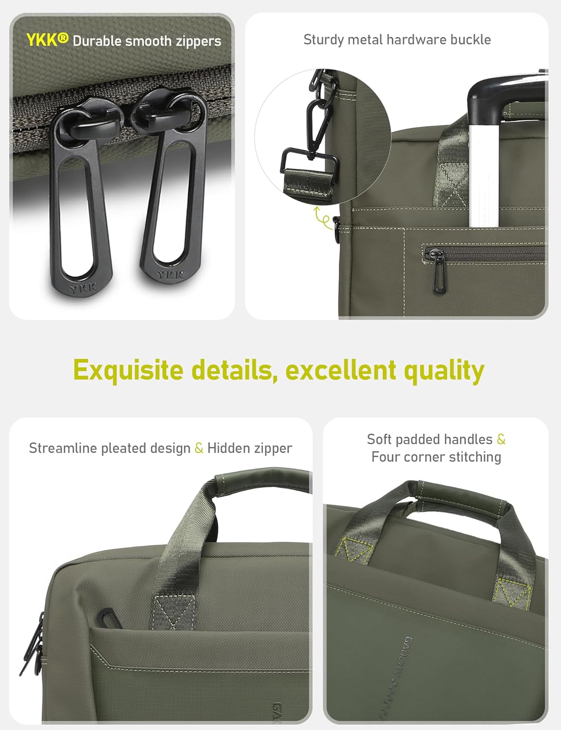 13-14 Inch Laptop Shoulder Bag Business Briefcase Water Resistant Computer Messenger Bags Compatible with MacBook Pro 14, MacBook Air 13 M4, HP, Dell, ASUS Notebook, Green