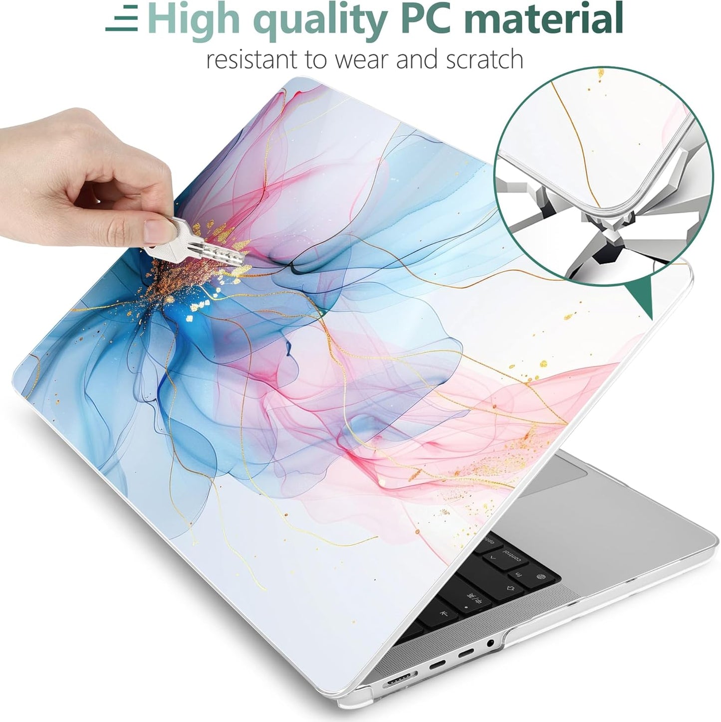 DONGKE for M4 MacBook Pro 16 Inch Case 2024 2023 2021 A3403 A3186 M3 A2991 M2 A2780 M1 A2485 Pro/Max Chip, Plastic Hard Shell Case & Keyboard Cover for Mac Pro 16 with Touch ID, Soft Flowing Colors