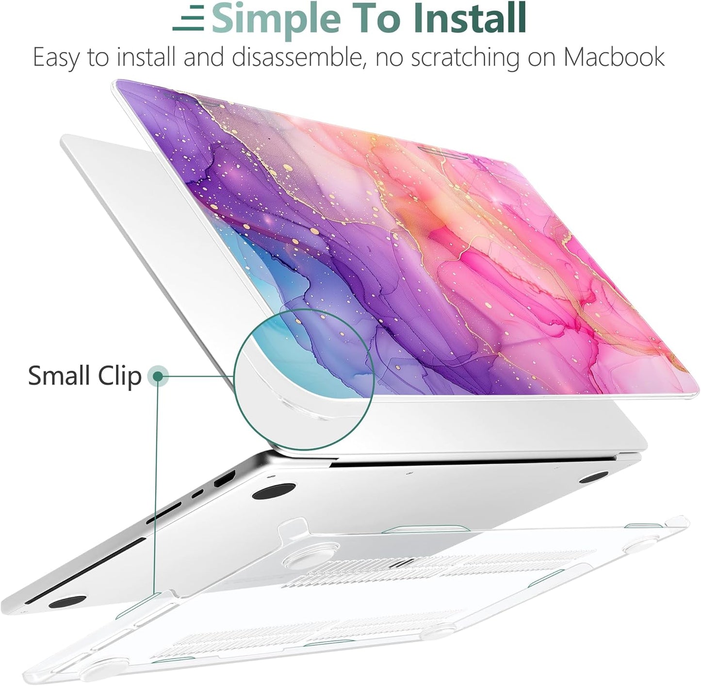 DONGKE for M4 MacBook Pro 16 Inch Case 2024 2023 2021 A3403 A3186 M3 A2991 M2 A2780 M1 A2485 Pro/Max Chip, Plastic Hard Shell Case & Keyboard Cover for Mac Pro 16 with Touch ID, Marble Ink