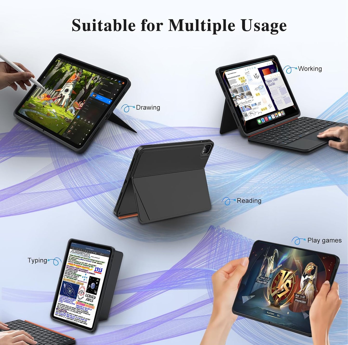 iPad Pro 11 inch Case with Keyboard (M4 2024),Flex Magnetic Detachable Magic Keyboard,Multi-Touch Trackpad,7-Color Backlit,Landscape/Portrait,160° Adjustable Stand for iPad Pro 11 (5th Gen) (Black)