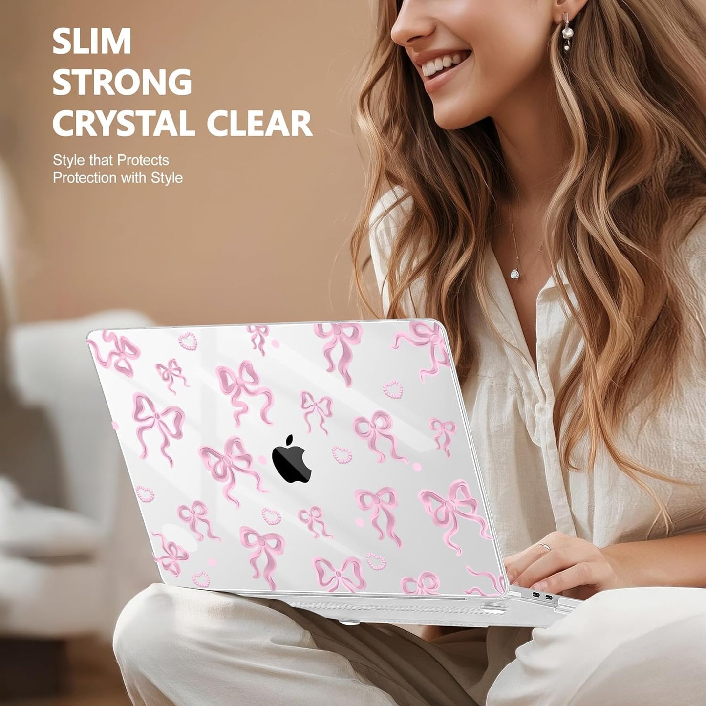 May Chen for MacBook Pro 13 inch Case 2022 2021 2020 Release A2338 M2 M1 A2289 A2251, Plastic Crystal Hard Shell Case Cover for MacBook Pro 13 inch Touch Bar Fits Touch ID, Heart Bow