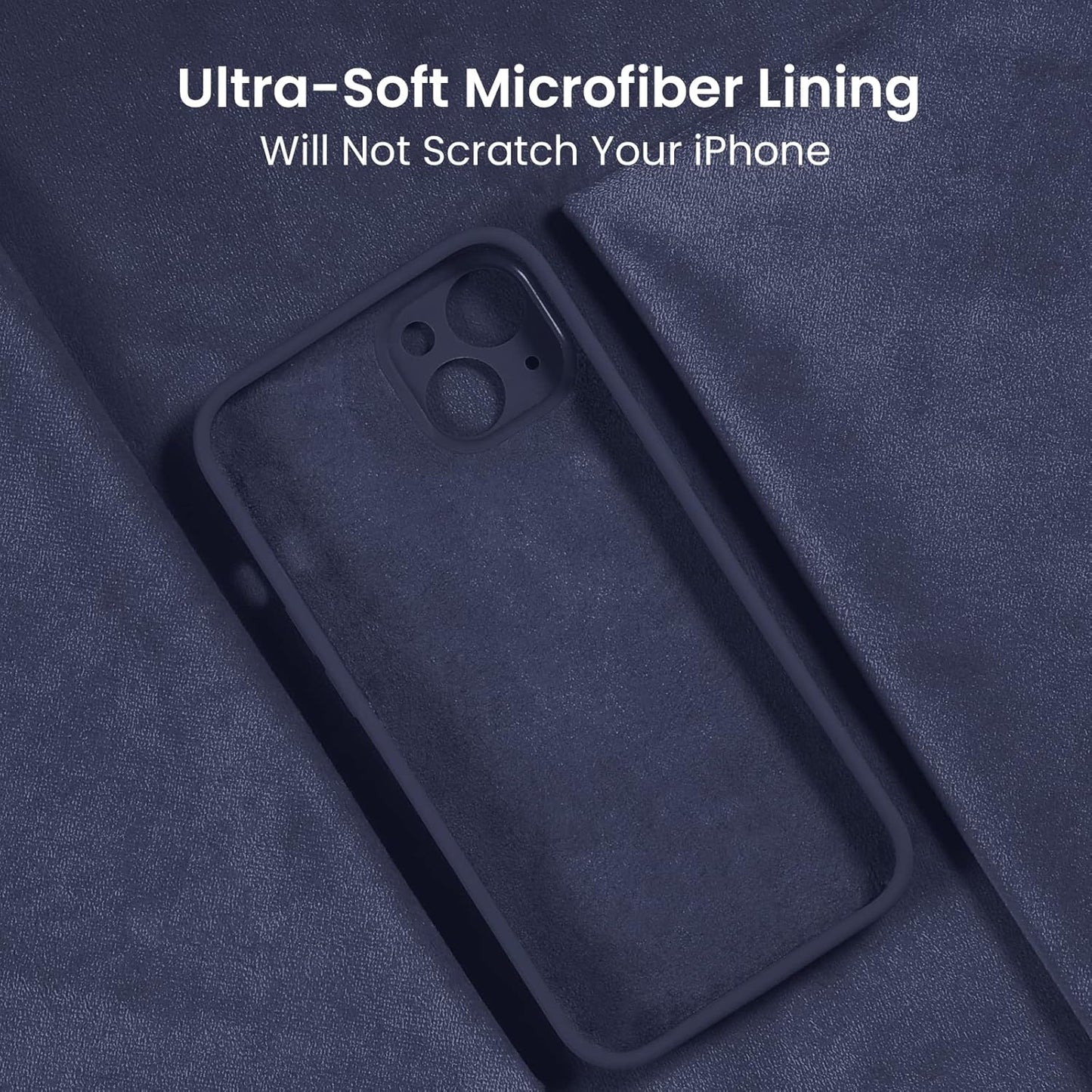 FireNova Designed for iPhone 14 Case, Silicone Upgraded [Camera Protection] Phone Case with [2 Screen Protectors], Soft Anti-Scratch Microfiber Lining Inside, 6.1 inch, Navy Blue