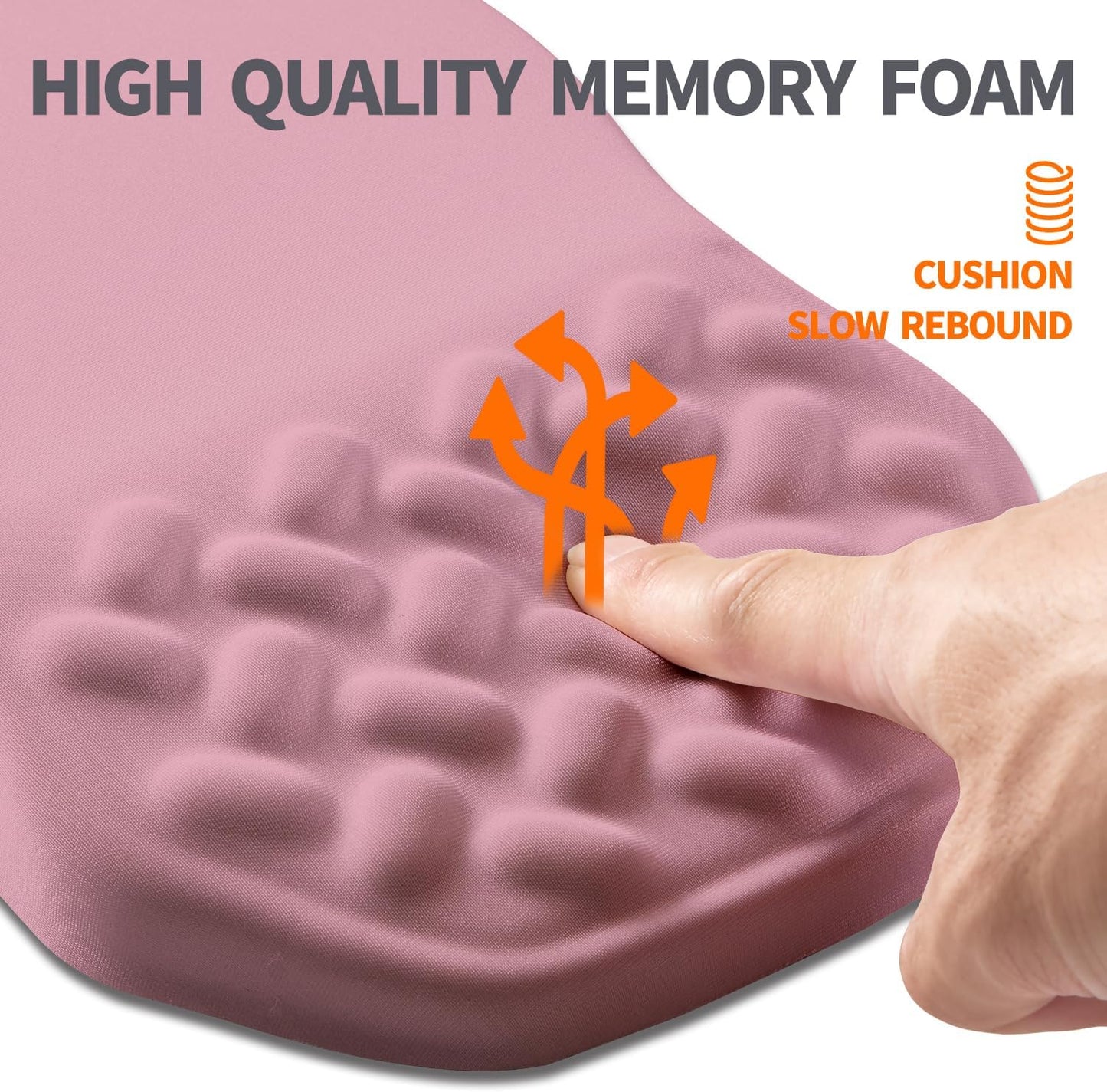 Ergonomic Slope Mouse Pad Wrist Support, Wrist Rest Mousepad for Carpal Tunnel Pain Relief with Massage Bulge and Slow Rebound Memory Foam (12x8 inch, Dark Pink)