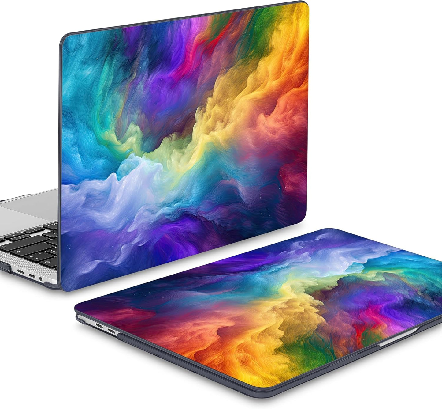 Mektron Case for MacBook Pro 16 Inch A2141 Cover 2019 Release 16" with Liquid Retina Display/Touch ID, Plastic Hard Shell with Keyboard Skin & Screen Protector & Dust Plug, Rainbow Cosmic