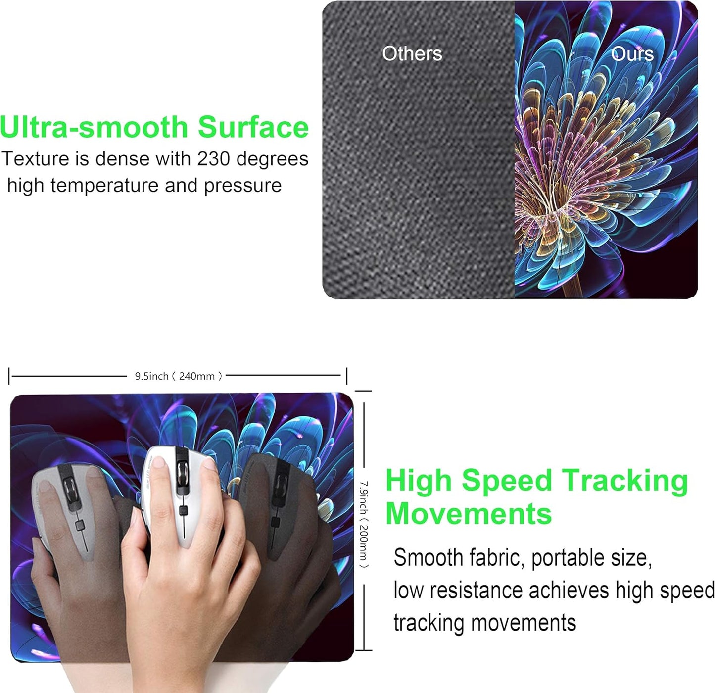 3D Flowers Mouse pad Abstract Art Mouse Pads with Design Personalized Mousepad for Laptop Computer Office Decoration Accessories Gift