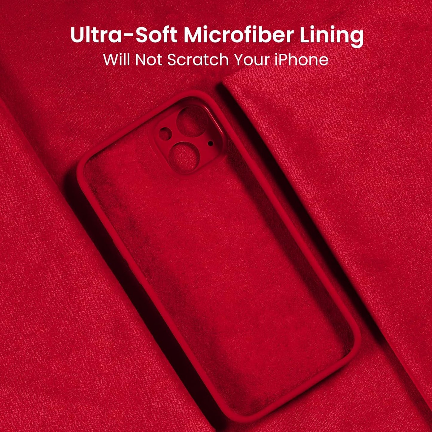 FireNova Designed for iPhone 15 Case, Silicone Upgraded [Camera Protection] Phone Case with [2 Screen Protectors], Soft Anti-Scratch Microfiber Lining Inside, 6.1 inch, Deep Red