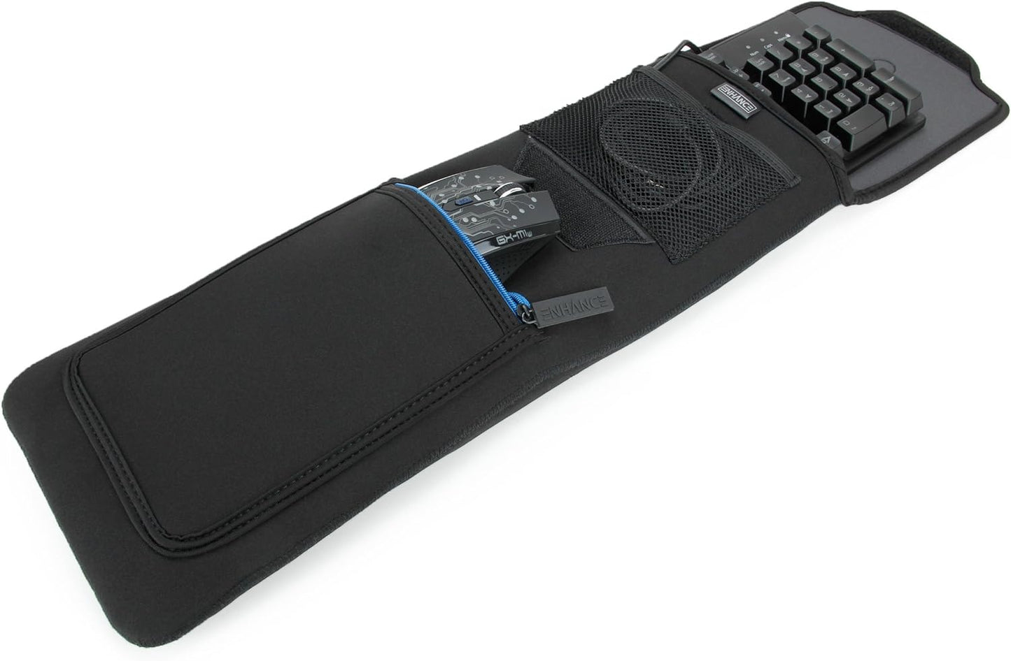 ENHANCE Keyboard Sleeve Travel Case for Full-Size Mechanical and Standard Gaming Keyboards up to 18 Inches with Rugged Neoprene Construction, Zipper Mouse Storage and Cable Storage Pouch
