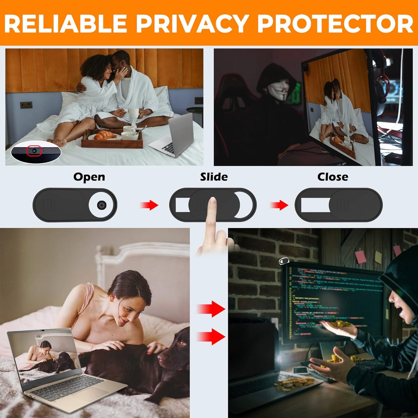 6-Pack Laptop Camera Cover Slide, Ultra Thin (0.03in) Webcam Privacy Cover for MacBook, iPhone, iPad, iMac, PC, Cell Phone & Computer Accessories (6 Pack Big)