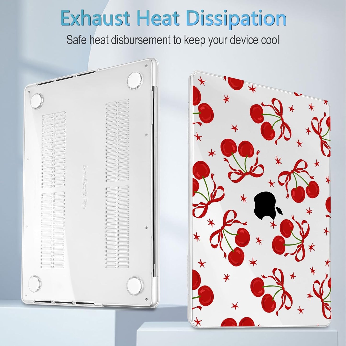 Mektron Case for MacBook Pro 16" M4 A3403 A3186 M3 A2991 M2 A2780 M1 A2485 (2021/2023/2024) Pro/Max with Touch ID, Hard Shell Plastic Laptop Cover Keyboard Cover Screen Protector, Red Bows-Cherry