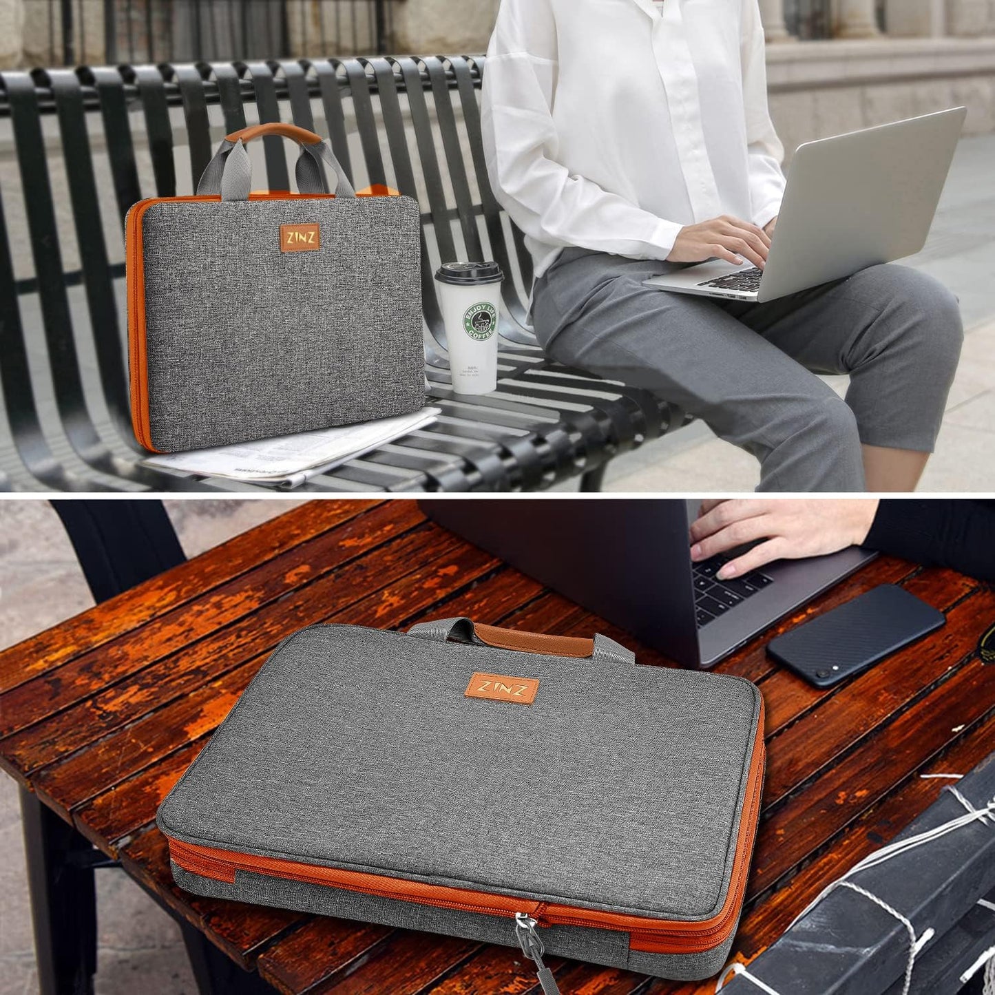 ZINZ Slim Expandable Laptop Case 15.6 Inch Sleeve Upgraded Protective Durable Recycled Carrying Case Compatible with MacBook 15" & 16" and Most 15" 15.6" 16" Notebook,D01G02