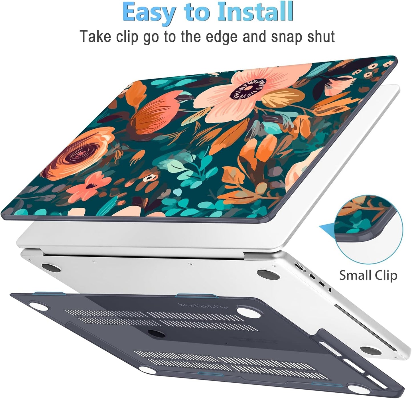 Mektron Case for MacBook Pro 16" M4 A3403 A3186 M3 A2991 M2 A2780 M1 A2485 (2021/2023/2024) Pro/Max with Touch ID, Hard Shell Plastic Laptop Cover Keyboard Cover Screen Protector, Abstract Florals