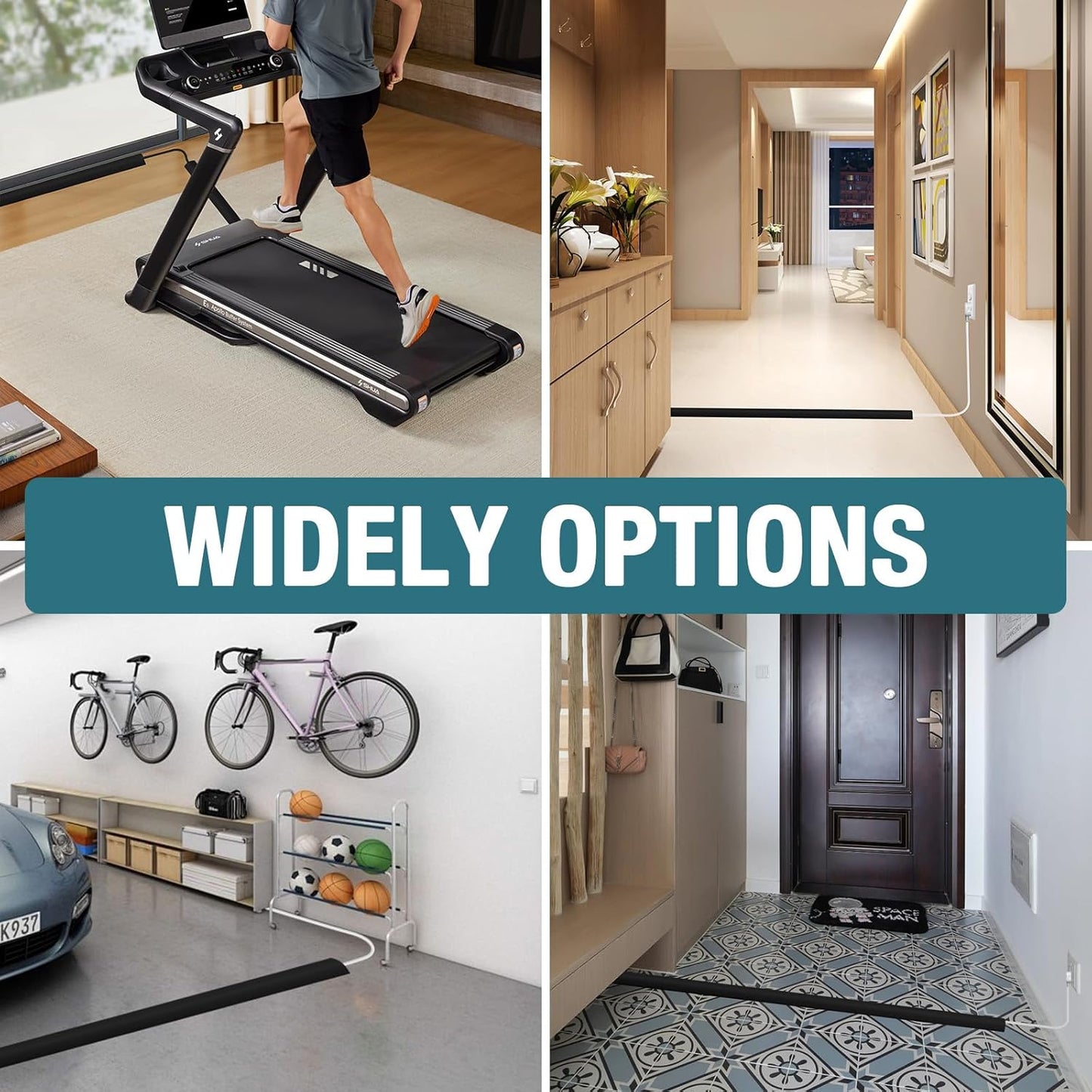 Floor Cord Cover, Cable Protector, 0.63W x 0.31H inches, Wire Cover for Extension Cords, Floor Cable Covers Prevent Cable Trips (White, 50-3 Feet)