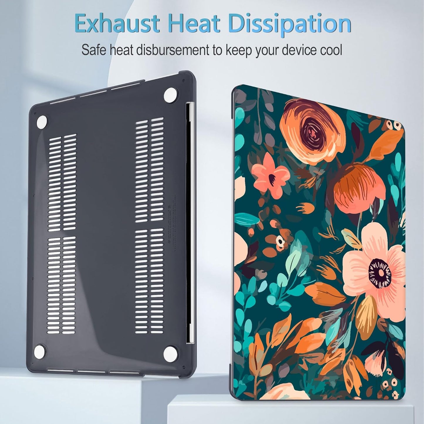 Mektron for MacBook Air 13 Case A1466/A1369 (2010-2017 Release), Snap-on Plastic Hard Shell Cover for MacBook Air 13.3 inch with Keyboard Cover, Abstract Florals