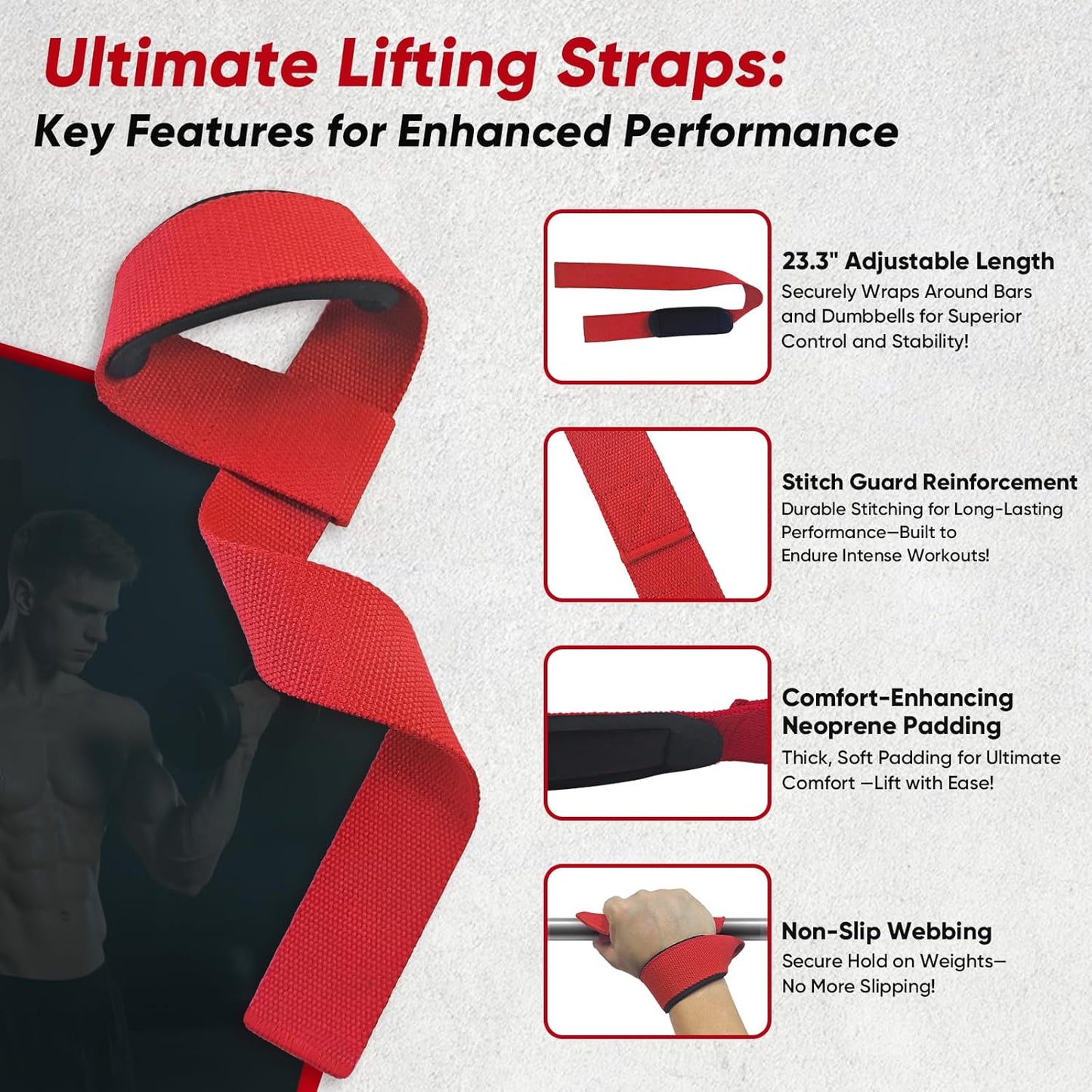 FitBeast Aluminum Exercise Handles & Lifting Straps Set - Replacement Gym Handles for Cables Machine, Pulley System, Strength Trainer, Pull Down Workout Handles, Pilates, Home Gym Cable Attachments