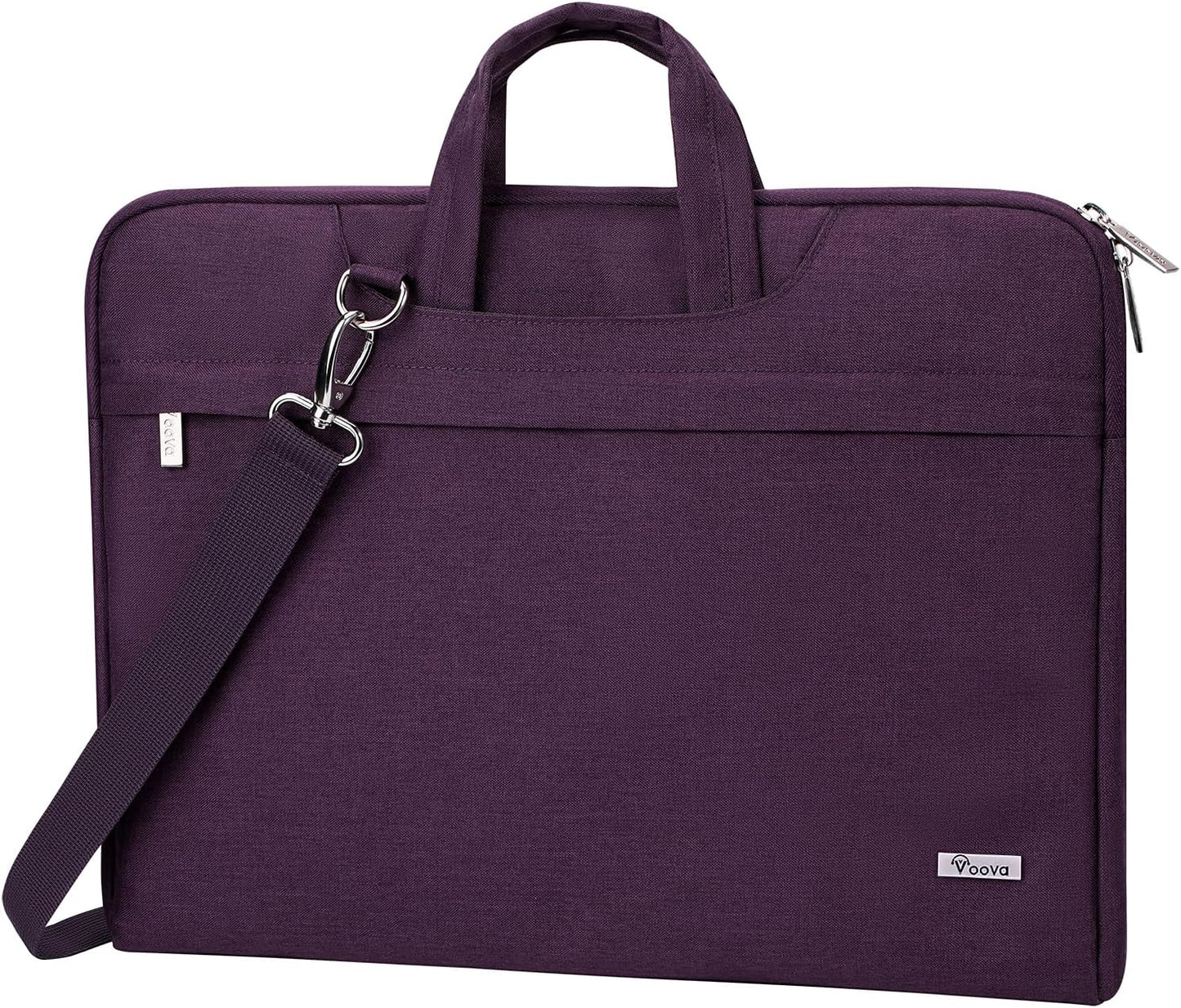 Voova Laptop Bag 17 17.3 Inch Water-resistant Laptop Sleeve Case with Shoulder Straps & Handle, Computer Case Cover Slim Briefcase Compatible with 17-18” Hp Dell Asus Acer, Dark Purple