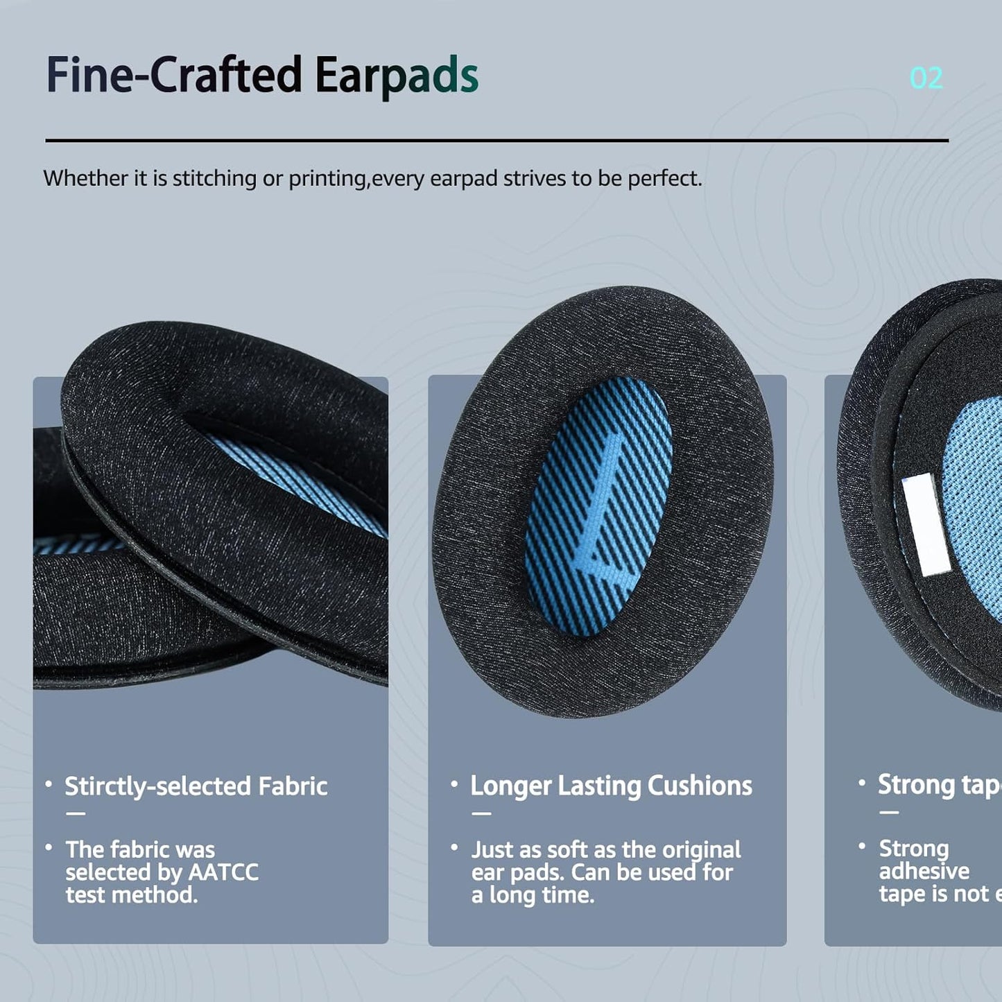 Fabric Comfort - Wzsipod Ear Pads for Bose Quiet Comfort 25/QC25 Headphones, Compatible with QC35 QC35ii QC45 QC15 & More Series, Replacement Exclusive Styles,s2