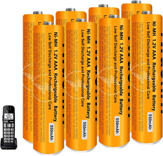 8 Pack NI-MH AAA Rechargeable Battery for Panasonic, 1.2V 550mah AAA Rechargeable Batteries for Panasonic Cordless Phones Handset, Remote Controls, Electronics