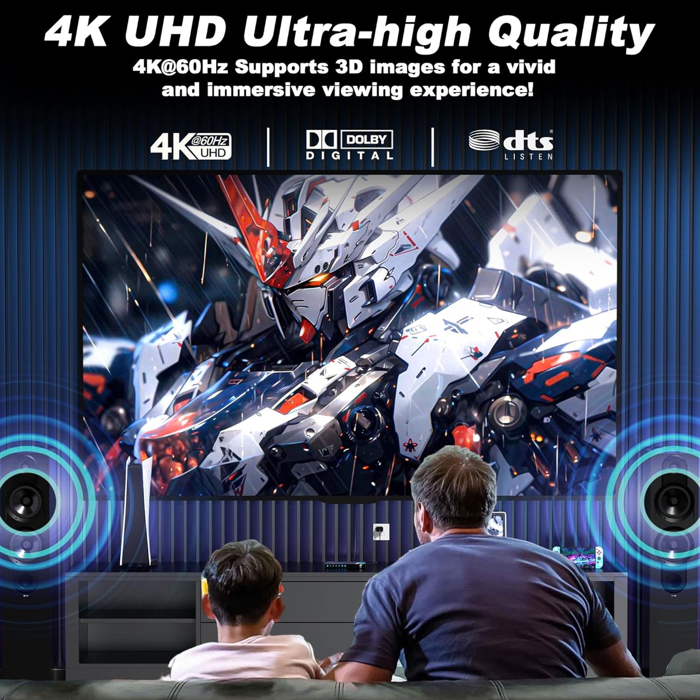 4K HDMI Switch 5x1 with Remote - 4K@60Hz HDR HDCP 2.2 - Auto-Switch for PS5/PS4/Xbox/Switch/PC