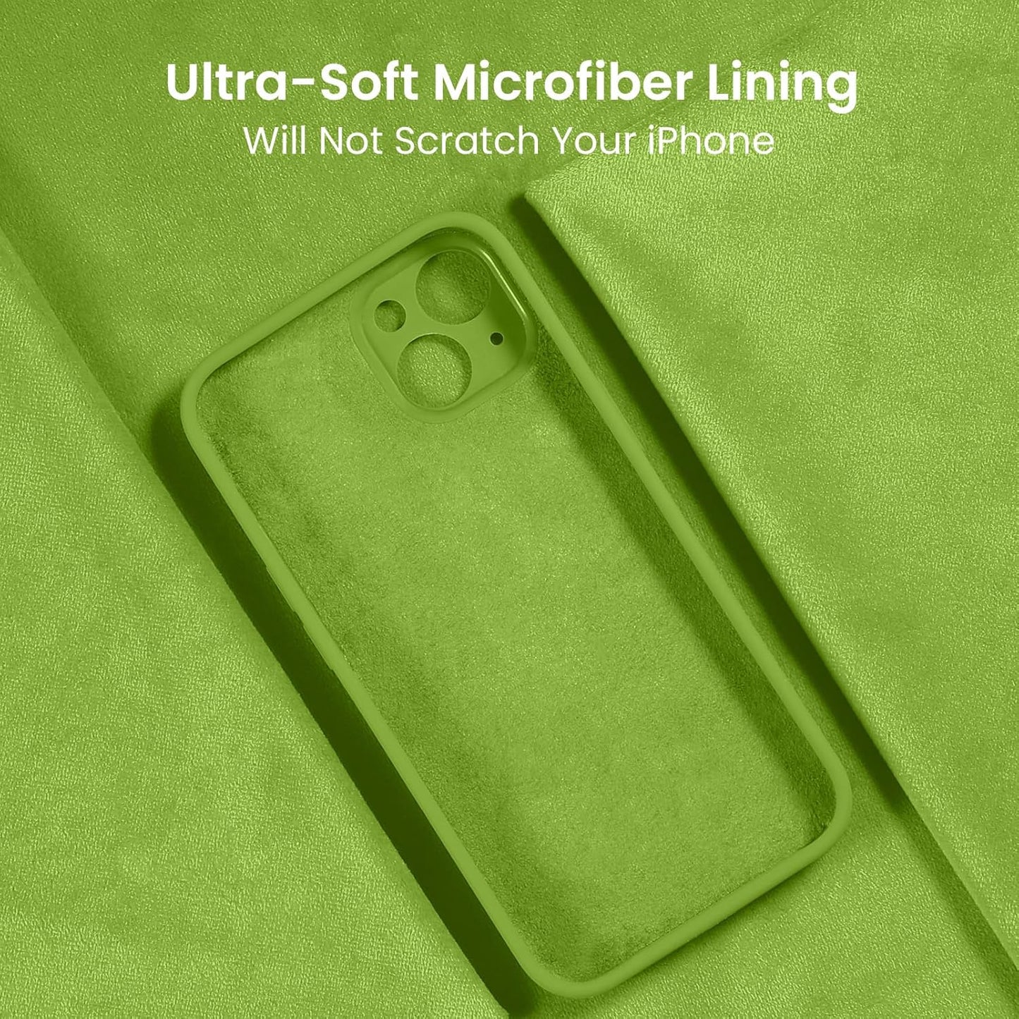 FireNova Designed for iPhone 15 Case, Silicone Upgraded [Camera Protection] Phone Case with [2 Screen Protectors], Soft Anti-Scratch Microfiber Lining Inside, 6.1 inch, Sprout Green