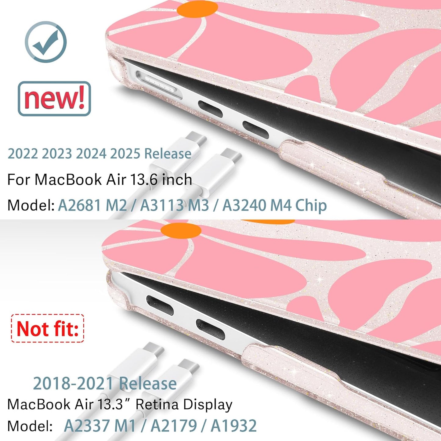 May Chen for MacBook Air 13.6 Inch Case 2025/2024/2023/2022 Release (Model A2681 A3113 A3240, M2 M3 M4 Chip) – Hard Shell Laptop Cover with Keyboard Cover & Screen Protector，Groovy Flower