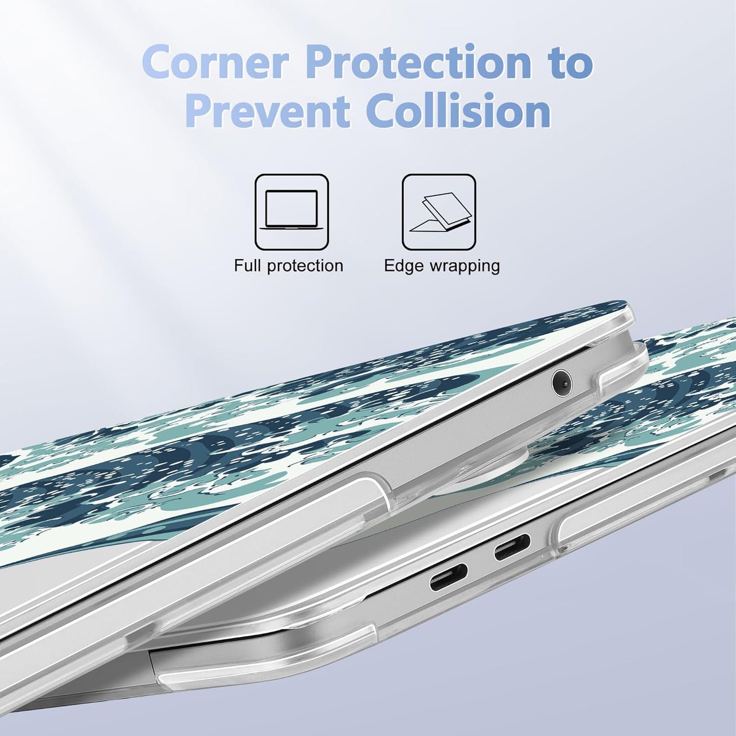 May Chen Compatible with MacBook Pro 13 inch Case 2022 2021 2020 Release Models A2338 M2 M1 A2251 A2289, Plastic Hard Shell Case for MacBook Pro 13 Inch with Touch Bar Fits Touch ID, Great Wave