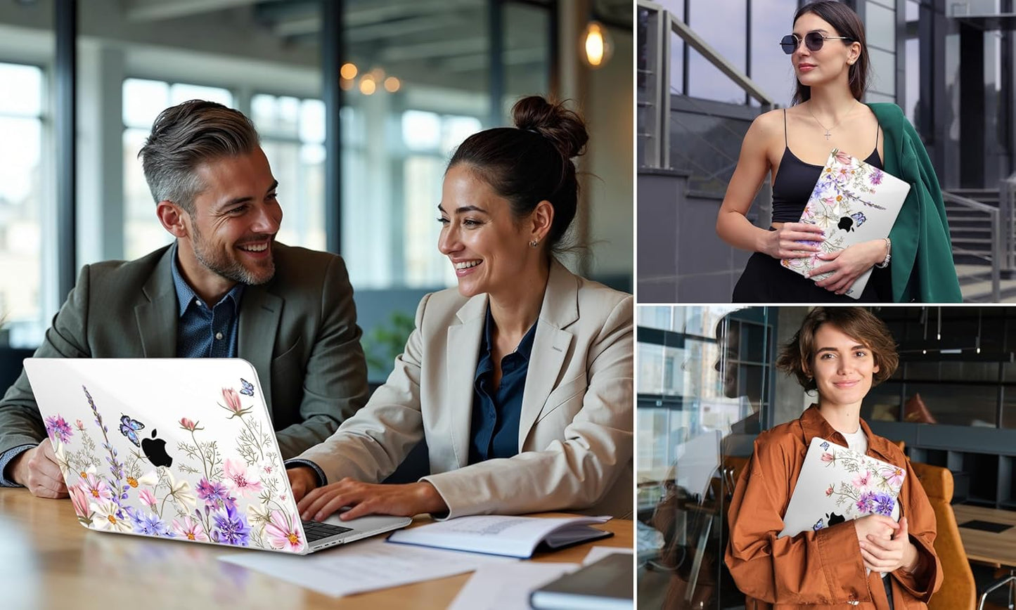 DONGKE for M4 MacBook Pro 16 Inch Case 2024 2023 2021 A3403 A3186 M3 A2991 M2 A2780 M1 A2485 Pro/Max Chip, Plastic Hard Shell Case & Keyboard Cover for Mac Pro 16 with Touch ID, Butterfly Floral