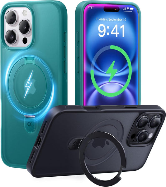 CASEKOO Designed for iPhone 16 Pro Max Case with Magnetic Invisible Stand [Military Drop Protection] [Compatible with MagSafe] Shockproof Slim Translucent Matte Promax Case 6.9 Inch, Teal
