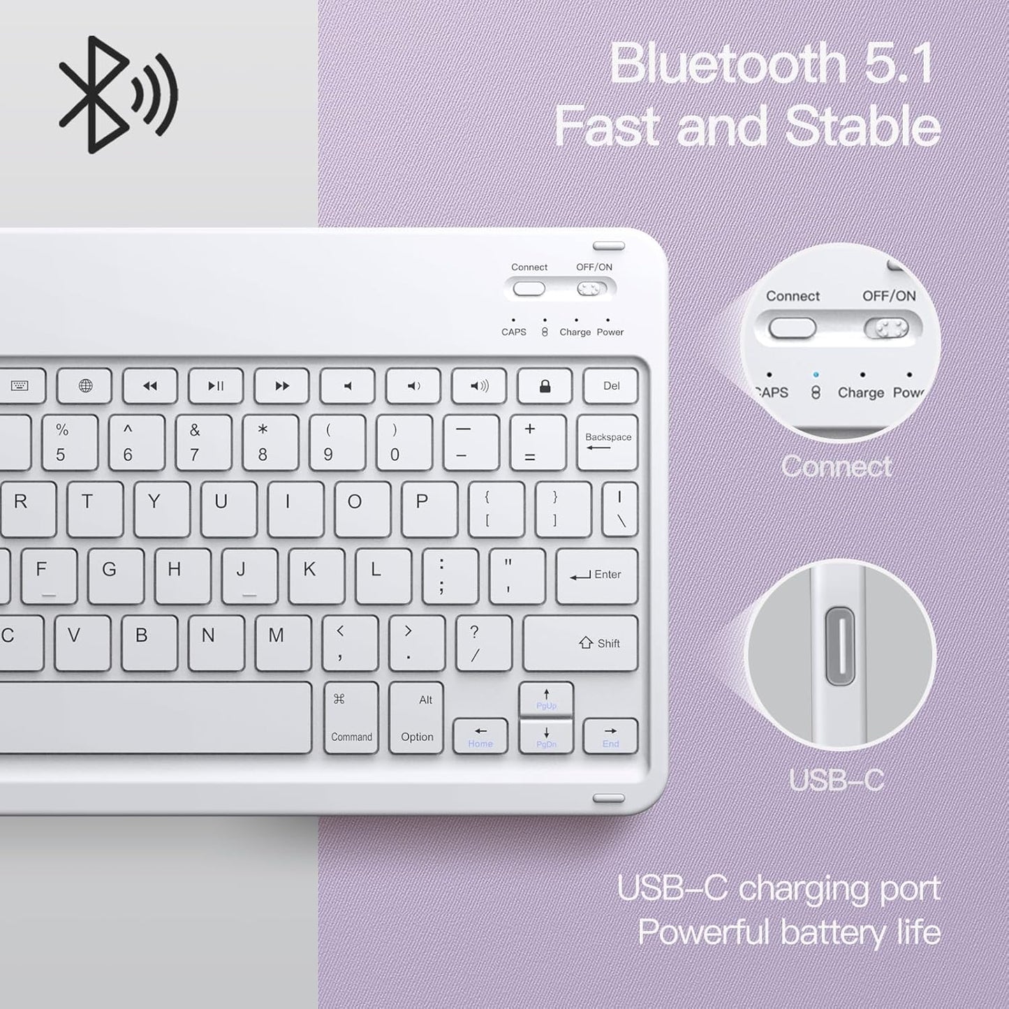 JETech Keyboard Case for iPad Air 11-Inch M3/M2 (2025/2024), iPad Air 5th/4th (10.9-Inch 2022/2020) with Pencil Holder, Magnetic Detachable Bluetooth Keyboard, TPU Back Stand Cover (Purple)