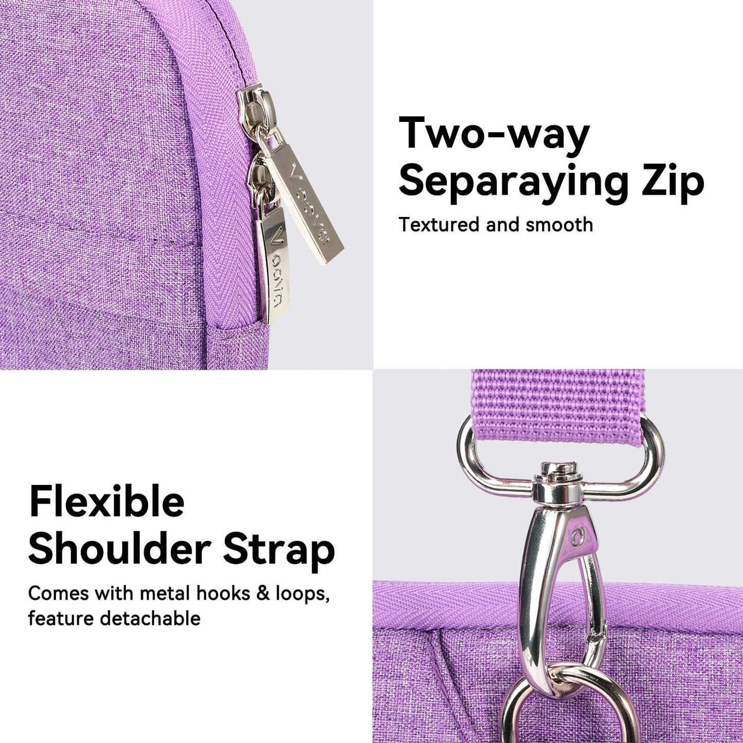 Voova Laptop Bag 15.6 Inch, Waterproof Computer Sleeve Carrying Case with Shoulder Straps & Handle Compatible with Macbook Air 15 M2/M3/M4, MacBook Pro 15/16, 15-16 Inch Hp Dell Lenovo Asus, Lavender