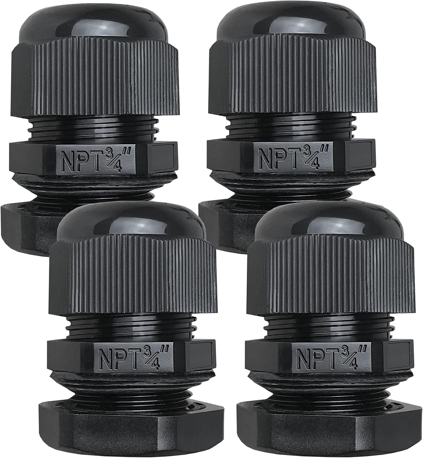 MGI SpeedWare 3/4" NPT Strain Relief Nylon Cord Grip Cable Glands, Black Plastic Grommet 20-Pack