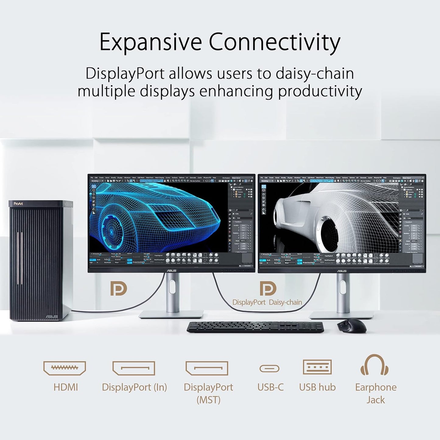 ASUS ProArt Display 27” 4K HDR Professional Monitor (PA279CRV) - IPS, UHD (3840 x 2160), 99% DCI-P3/Adobe RGB, ΔE < 2, Calman Verified, USB-C PD 96W, DisplayPort, Daisy-Chain, Ergonomic, 3yr Warranty