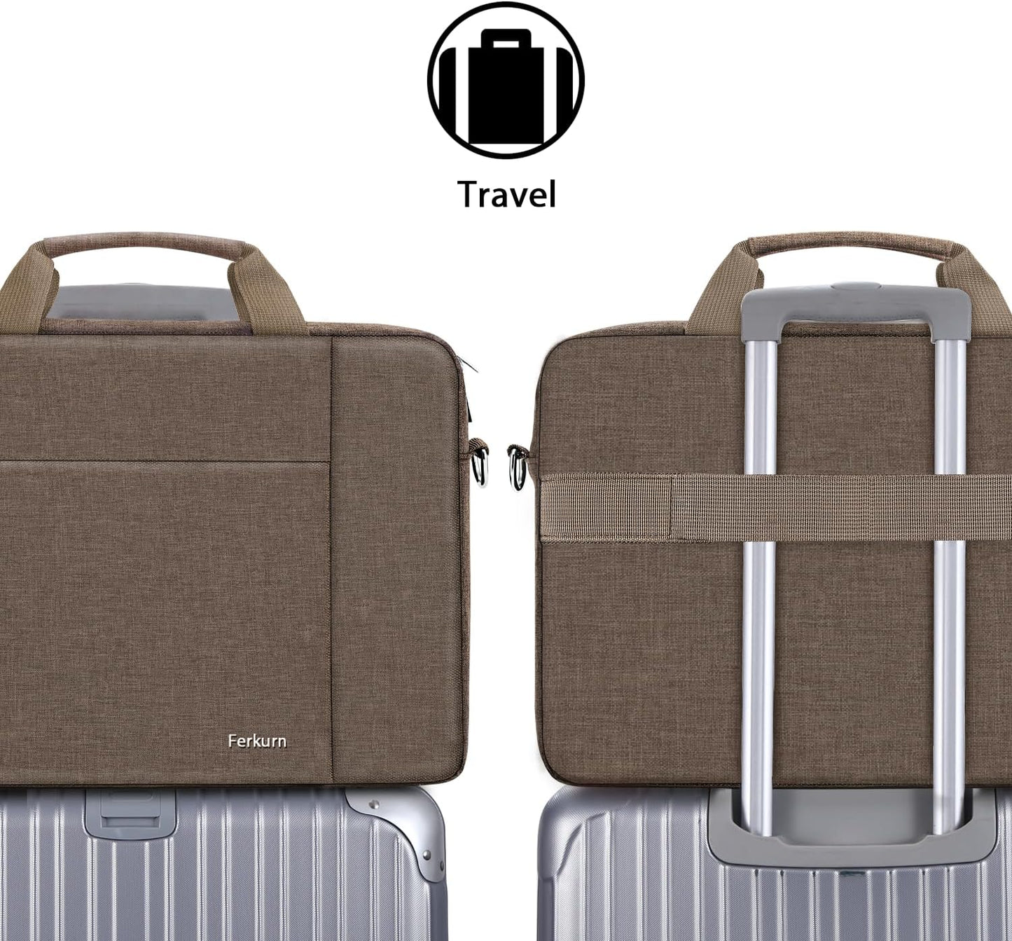 Ferkurn Laptop Bag Case for Women Men Computer Bag Compatible with HP Envy Pavilion Omen/LG Gram/MSI/Dell Inspiron XPS/Lenovo/Acer, Shoulder Strap Carrying Messenger Briefcase, Brown, 17 17.3 Inch