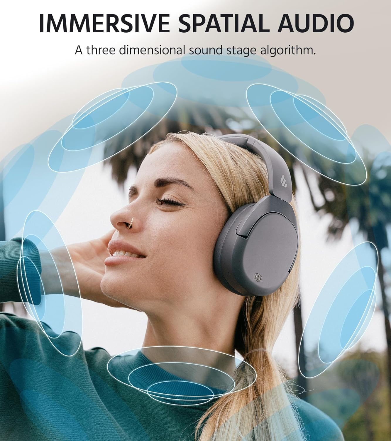 Edifier W830NB Wireless Over Ear Headphones with -45dB Active Noise Cancelling, 94H Playtime, LDAC Hi-Res Sound, Spatial Audio, Fast Charging, Multipoint Connection, Bluetooth V5.4 - Gray