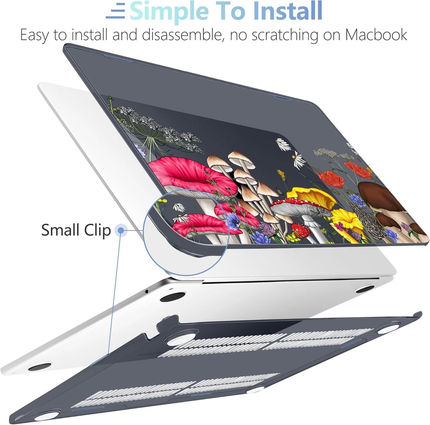 MEEgoodo for M4/M3/M2 MacBook Air 15.3 inch Case 2025 2024 2023, Case Fit Model (A3241/A3114/A2941) for MacBook Air 15 inch, Laptop Hard Shell with Keyboard Cover, Forest of Mushrooms