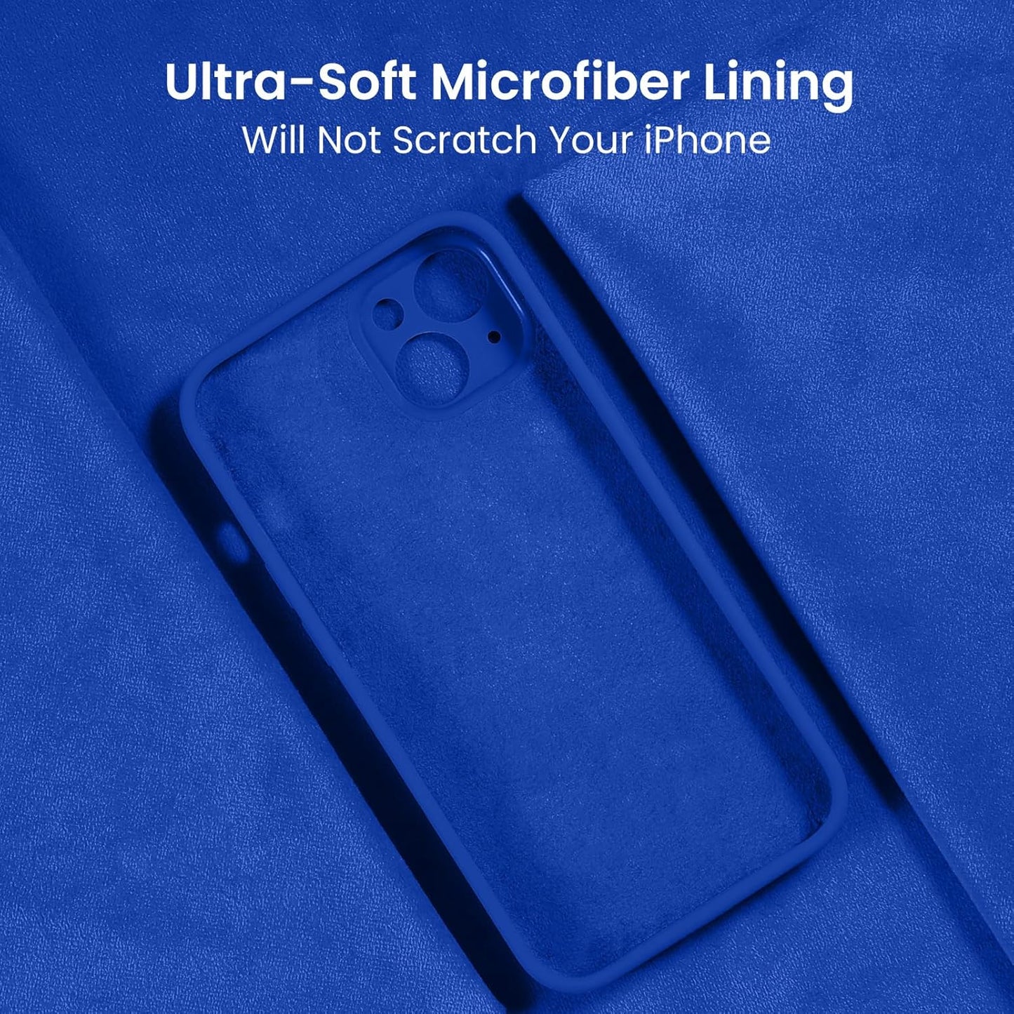 FireNova Designed for iPhone 13 Case, Silicone Upgraded [Camera Protection] Phone Case with [2 Screen Protectors], Soft Anti-Scratch Microfiber Lining Inside, 6.1 inch, Klein Blue