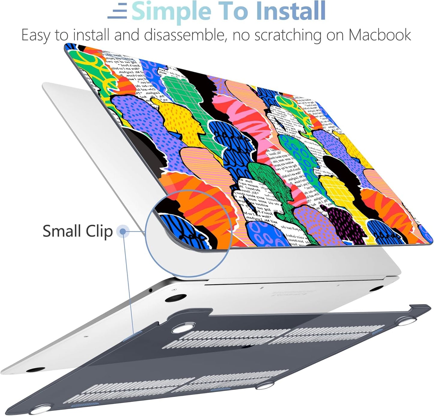 MEEgoodo for MacBook Air 13 inch Case 2021 2020 2019 2018 Released A2337 M1 A2179 A1932 with Touch ID, Plastic Shell & Keyboard Cover Compatible with MacBook Air Case 13.3, Diverse People Abstract Art