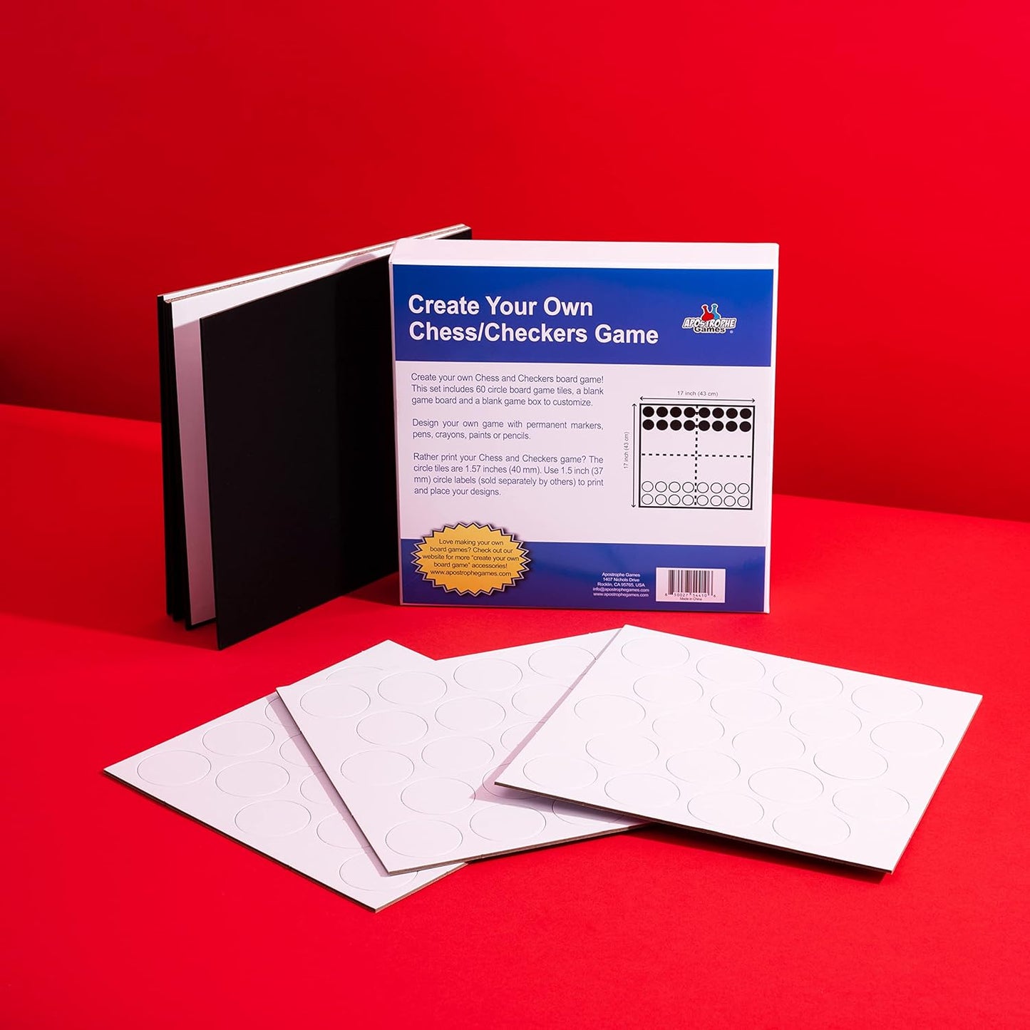 Apostrophe Games Create Your Own Board Game (Blank Checkers & Chess)