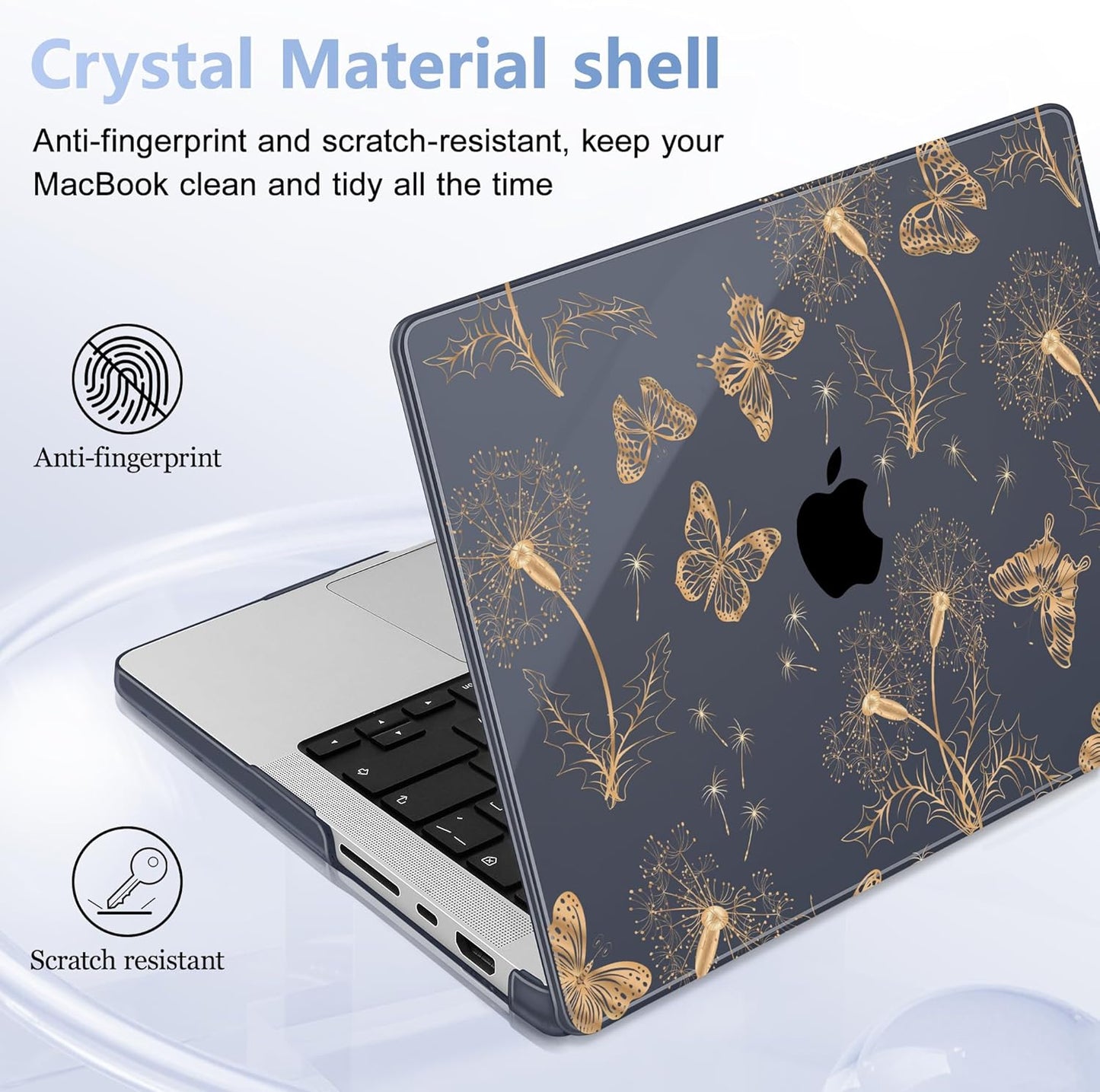for MacBook Pro 16 inch Case 2021 2022 2023 2024 Release A3186 A3403 M4 A2991 M3 A2780 M2 A2485 M1 Pro/Max, Hard Shell Case with Screen Protector & Keyboard Cover, Butterflies