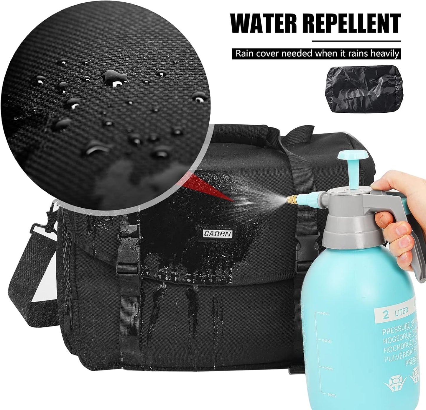 CADeN Camera Bag Case Shoulder Messenger Bag with Tripod Holder Compatible for Nikon, Canon, Sony, DSLR SLR Mirrorless Cameras Waterproof (Black, Large)