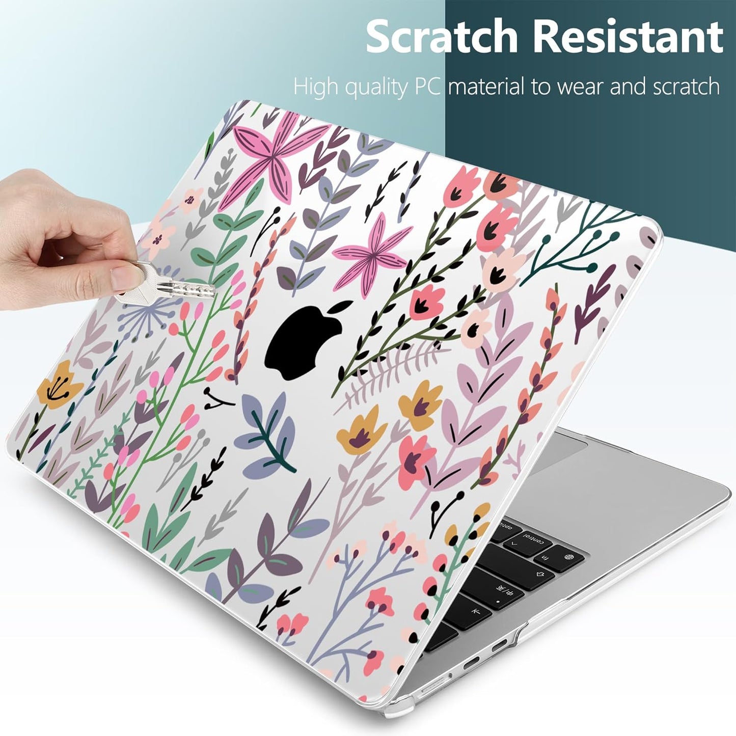 TWOLSKOO for M4 MacBook Air 13.6 inch Case 2025-2022 Release M4 A3240 M3 A3113 M2 A2681, Plastic Hard Shell & Screen Protector & Keyboard Cover & Trackpad Film, Tiny Flower