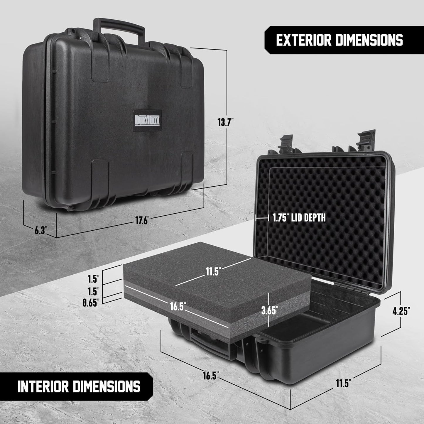 All Weather Hard Case 18 x 14 x 6” - TSA Approved Hard Shell Travel Case with Customizable Foam for Cameras, Lenses, Laptops, Electronics, Guns, Pistols and Other Gear